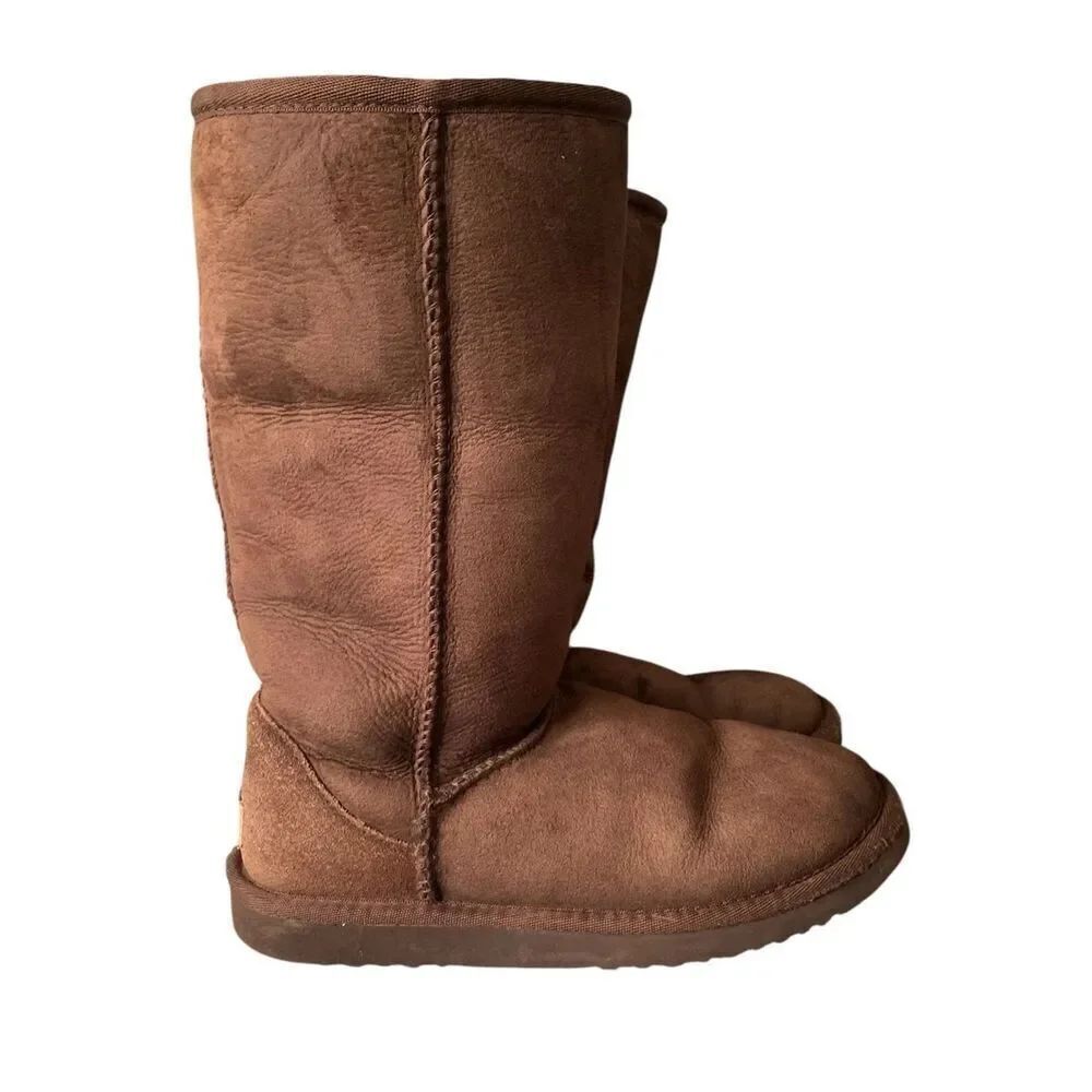 UGG Classic Tall brown Suede Shearling Sheepskin Boots womens 5